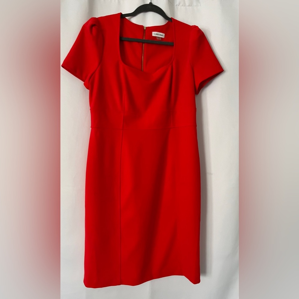 Women’s Calvin Klein Short Sleeve Fitted Red Dress Size 12